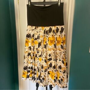Vtg szM Carole Little Yellow Floral Skirt